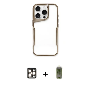 ieg™ iPhone 16 Pro Max Kılıf Akış Çizgi Koleksiyonu - Siyah Joko Magic 5D Hayalet Cam + PVD Metal Kamera Lens - GD