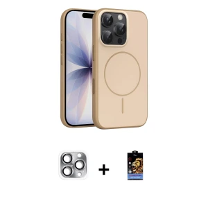 ieg™ iPhone 16 Pro Max Kılıf Atlas Asil Prime - Siyah Buffer Hayalet Cam Ekran Koruyucu + Pers Alüminyum Kamera Lens - GI