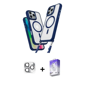 ieg™ iPhone 16 Pro Max Kılıf Atlas Doku Koleksiyonu - Siyah Bilvis 5in1 3D Magic Cam Ekran Koruyucu + Pers Alüminyum Kamera Lens - GS