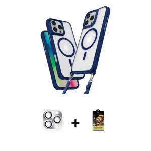 ieg™ iPhone 16 Pro Max Kılıf Atlas Doku Koleksiyonu - Siyah Buffer Cam Ekran Koruyucu + Pers Alüminyum Kamera Lens - GS