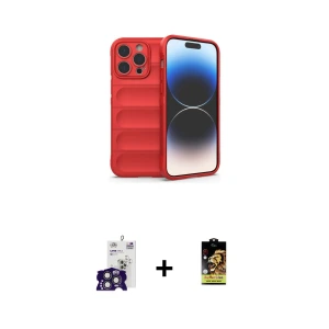 ieg™ iPhone 16 Pro Max Kılıf Atlas Koleksiyonu - Siyah Buffer Cam Ekran Koruyucu + Bilvis Titan Kamera Lens - TMGI