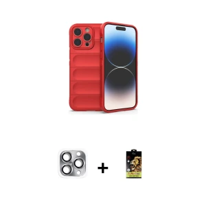 ieg™ iPhone 16 Pro Max Kılıf Atlas Koleksiyonu - Siyah Buffer Cam Ekran Koruyucu + Pers Alüminyum Kamera Lens - GI