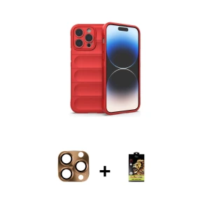 ieg™ iPhone 16 Pro Max Kılıf Atlas Koleksiyonu - Siyah Buffer Cam Ekran Koruyucu + Pers Alüminyum Kamera Lens - CLTM