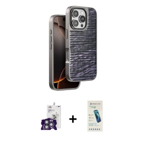 ieg™ iPhone 16 Pro Max Kılıf Atlas Minimal Özel Seri - Şeffaf Pasifik Cam Ekran Koruyucu + Bilvis Titan Kamera Lens - GS