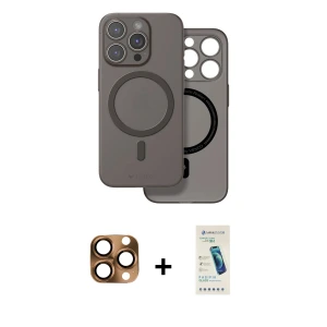 ieg™ iPhone 16 Pro Max Kılıf Çekirdek Klasik - Şeffaf Pasifik Cam Ekran Koruyucu + Pers Alüminyum Kamera Lens - CLTM