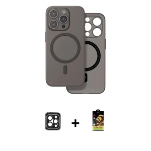 ieg™ iPhone 16 Pro Max Kılıf Çekirdek Klasik - Siyah Buffer Cam Ekran Koruyucu + PVD Metal Kamera Lens - SH