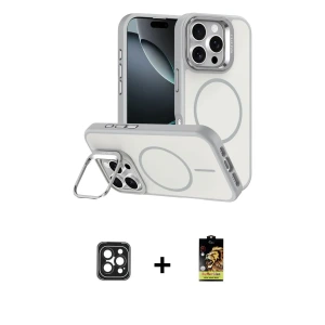 ieg™ iPhone 16 Pro Max Kılıf Çekirdek Klasik - Siyah Buffer Cam Ekran Koruyucu + PVD Metal Kamera Lens - SH