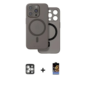 ieg™ iPhone 16 Pro Max Kılıf Çekirdek Klasik - Siyah Buffer Hayalet Cam Ekran Koruyucu + PVD Metal Kamera Lens - GS