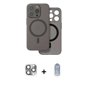 ieg™ iPhone 16 Pro Max Kılıf Çekirdek Klasik - Siyah Joko Magic 5D Cam + Pers Alüminyum Kamera Lens - GI