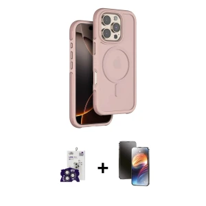ieg™ iPhone 16 Pro Max Kılıf Çekirdek Minimal Prime - Siyah 3D Antistatik Mat Seramik Nano Ekran Koruyucu + Bilvis Titan Kamera Lens - TMGI