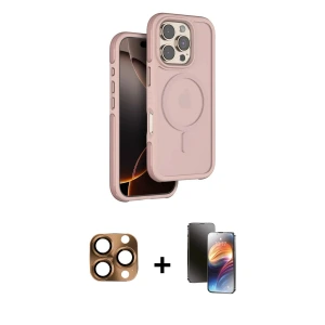 ieg™ iPhone 16 Pro Max Kılıf Çekirdek Minimal Prime - Siyah 3D Antistatik Mat Seramik Nano Ekran Koruyucu + Pers Alüminyum Kamera Lens - CLTM