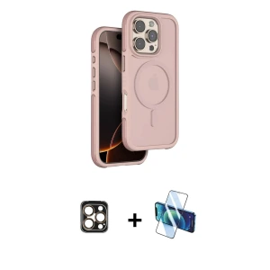 ieg™ iPhone 16 Pro Max Kılıf Çekirdek Minimal Prime - Siyah 3D Antistatik Seramik Nano Ekran Koruyucu + PVD Metal Kamera Lens - GD
