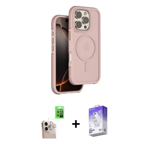 ieg™ iPhone 16 Pro Max Kılıf Çekirdek Minimal Prime - Siyah Bilvis 5in1 3D Magic Cam Ekran Koruyucu + Raze Metal Kamera Lens - NLGY