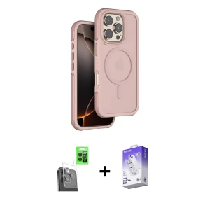 ieg™ iPhone 16 Pro Max Kılıf Çekirdek Minimal Prime - Siyah Bilvis 5in1 3D Magic Cam Ekran Koruyucu + Raze Metal Kamera Lens - SH