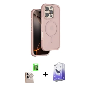 ieg™ iPhone 16 Pro Max Kılıf Çekirdek Minimal Prime - Siyah Bilvis 5in1 5D Magic Hayalet Cam Ekran Koruyucu + Raze Metal Kamera Lens - NLGY