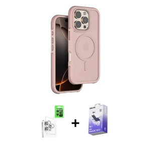 ieg™ iPhone 16 Pro Max Kılıf Çekirdek Minimal Prime - Siyah Bilvis 5in1 5D Magic Hayalet Cam Ekran Koruyucu + Raze Metal Kamera Lens - BZ