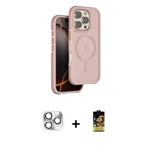 ieg™ iPhone 16 Pro Max Kılıf Çekirdek Minimal Prime - Siyah Buffer Cam Ekran Koruyucu + Pers Alüminyum Kamera Lens - GS