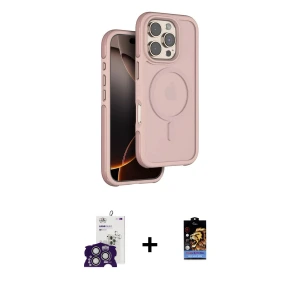 ieg™ iPhone 16 Pro Max Kılıf Çekirdek Minimal Prime - Siyah Buffer Hayalet Cam Ekran Koruyucu + Bilvis Titan Kamera Lens - GS
