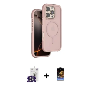 ieg™ iPhone 16 Pro Max Kılıf Çekirdek Minimal Prime - Siyah Buffer Hayalet Cam Ekran Koruyucu + Bilvis Titan Kamera Lens - TMGI
