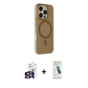 ieg™ iPhone 16 Pro Max Kılıf Çekirdek Modern Prime - Şeffaf Pasifik Cam Ekran Koruyucu + Bilvis Titan Kamera Lens - GS