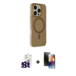 ieg™ iPhone 16 Pro Max Kılıf Çekirdek Modern Prime - Siyah 3D Antistatik Mat Seramik Nano Ekran Koruyucu + Bilvis Titan Kamera Lens - SH