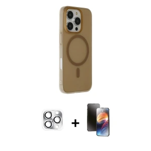 ieg™ iPhone 16 Pro Max Kılıf Çekirdek Modern Prime - Siyah 3D Antistatik Mat Seramik Nano Ekran Koruyucu + Pers Alüminyum Kamera Lens - GS