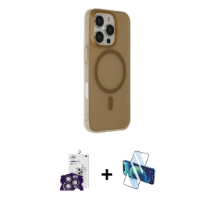ieg™ iPhone 16 Pro Max Kılıf Çekirdek Modern Prime - Siyah 3D Antistatik Seramik Nano Ekran Koruyucu + Bilvis Titan Kamera Lens - GS