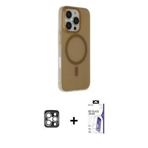 ieg™ iPhone 16 Pro Max Kılıf Çekirdek Modern Prime - Siyah Bilvis 3X AR HD Cam Ekran Koruyucu + PVD Metal Kamera Lens - GS