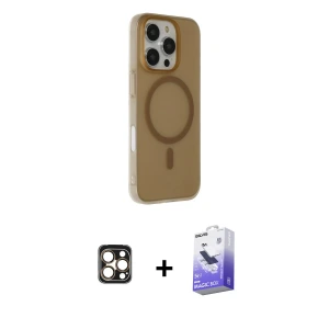 ieg™ iPhone 16 Pro Max Kılıf Çekirdek Modern Prime - Siyah Bilvis 5in1 5D Magic Hayalet Cam Ekran Koruyucu + PVD Metal Kamera Lens - GD