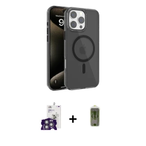 ieg™ iPhone 16 Pro Max Kılıf Doruk Doku Özel Seri - Siyah Joko Magic 5D Hayalet Cam + Bilvis Titan Kamera Lens - GS