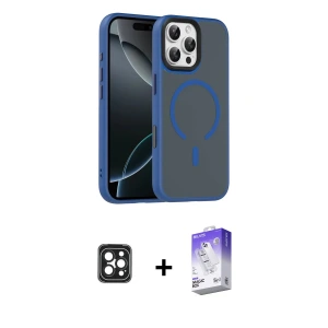 ieg™ iPhone 16 Pro Max Kılıf Doruk Form Serisi - Siyah Bilvis 5in1 3D Magic Cam Ekran Koruyucu + PVD Metal Kamera Lens - SH
