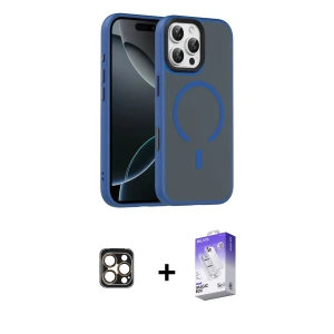 ieg™ iPhone 16 Pro Max Kılıf Doruk Form Serisi - Siyah Bilvis 5in1 3D Magic Cam Ekran Koruyucu + PVD Metal Kamera Lens - GD