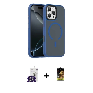 ieg™ iPhone 16 Pro Max Kılıf Doruk Form Serisi - Siyah Buffer Cam Ekran Koruyucu + Bilvis Titan Kamera Lens - TMGI