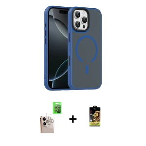 ieg™ iPhone 16 Pro Max Kılıf Doruk Form Serisi - Siyah Buffer Cam Ekran Koruyucu + Raze Metal Kamera Lens - NLGY