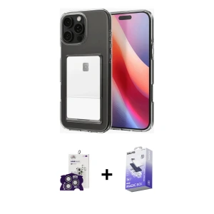 ieg™ iPhone 16 Pro Max Kılıf Doruk Klasik Koleksiyonu - Siyah Bilvis 5in1 5D Magic Hayalet Cam Ekran Koruyucu + Bilvis Titan Kamera Lens - GS