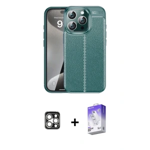 ieg™ iPhone 16 Pro Max Kılıf Doruk Klasik Özel Seri - Siyah Bilvis 5in1 3D Magic Cam Ekran Koruyucu + PVD Metal Kamera Lens - GS