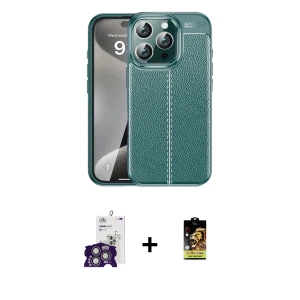ieg™ iPhone 16 Pro Max Kılıf Doruk Klasik Özel Seri - Siyah Buffer Cam Ekran Koruyucu + Bilvis Titan Kamera Lens - GS