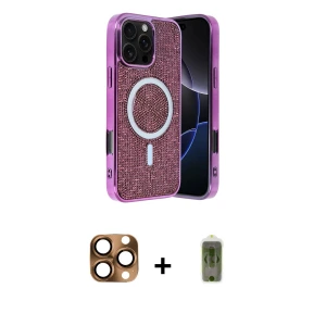 ieg™ iPhone 16 Pro Max Kılıf Eksen Çizgi - Siyah Joko Magic 5D Hayalet Cam + Pers Alüminyum Kamera Lens - CLTM