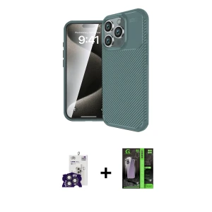 ieg™ iPhone 16 Pro Max Kılıf Eksen Form Prime - Şeffaf 360 Full Body Arka Koruyucu + Bilvis Titan Kamera Lens - TMGI
