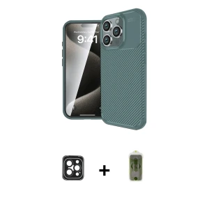 ieg™ iPhone 16 Pro Max Kılıf Eksen Form Prime - Siyah Joko Magic 5D Hayalet Cam + PVD Metal Kamera Lens - SH
