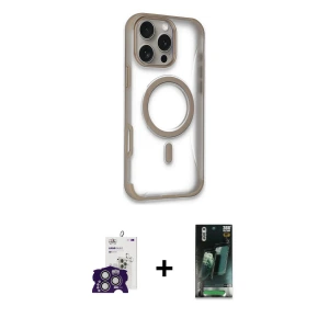 ieg™ iPhone 16 Pro Max Kılıf Eksen Klasik Koleksiyonu - Siyah 360 Mat Full Body Arka Koruyucu + Bilvis Titan Kamera Lens - GS