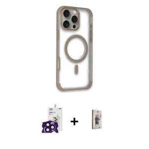 ieg™ iPhone 16 Pro Max Kılıf Eksen Klasik Koleksiyonu - Siyah Bilvis 3D Cam Ekran Koruyucu + Bilvis Titan Kamera Lens - SH