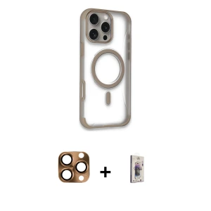 ieg™ iPhone 16 Pro Max Kılıf Eksen Klasik Koleksiyonu - Siyah Bilvis 3D Cam Ekran Koruyucu + Pers Alüminyum Kamera Lens - CLTM