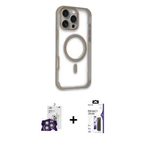 ieg™ iPhone 16 Pro Max Kılıf Eksen Klasik Koleksiyonu - Siyah Bilvis 3X AR Hayalet Cam Ekran Koruyucu + Bilvis Titan Kamera Lens - GS