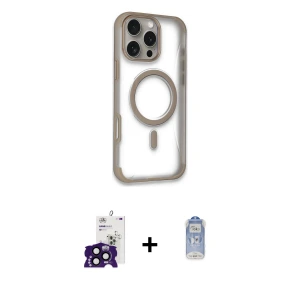 ieg™ iPhone 16 Pro Max Kılıf Eksen Klasik Koleksiyonu - Siyah Joko Magic 5D Cam + Bilvis Titan Kamera Lens - SH