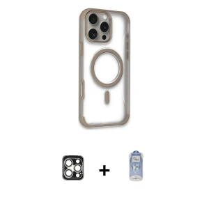 ieg™ iPhone 16 Pro Max Kılıf Eksen Klasik Koleksiyonu - Siyah Joko Magic 5D Cam + PVD Metal Kamera Lens - GS