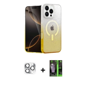 ieg™ iPhone 16 Pro Max Kılıf Eksen Minimal Özel Seri - Şeffaf 360 Full Body Arka Koruyucu + Pers Alüminyum Kamera Lens - GS