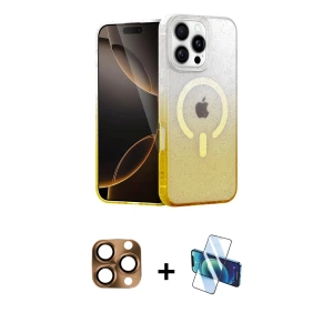 ieg™ iPhone 16 Pro Max Kılıf Eksen Minimal Özel Seri - Siyah 3D Antistatik Seramik Nano Ekran Koruyucu + Pers Alüminyum Kamera Lens - CLTM