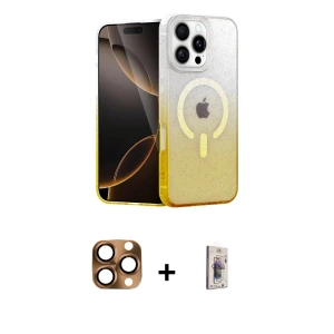 ieg™ iPhone 16 Pro Max Kılıf Eksen Minimal Özel Seri - Siyah Bilvis 3D Cam Ekran Koruyucu + Pers Alüminyum Kamera Lens - CLTM