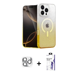 ieg™ iPhone 16 Pro Max Kılıf Eksen Minimal Özel Seri - Siyah Bilvis 3X AR HD Cam Ekran Koruyucu + Pers Alüminyum Kamera Lens - GS